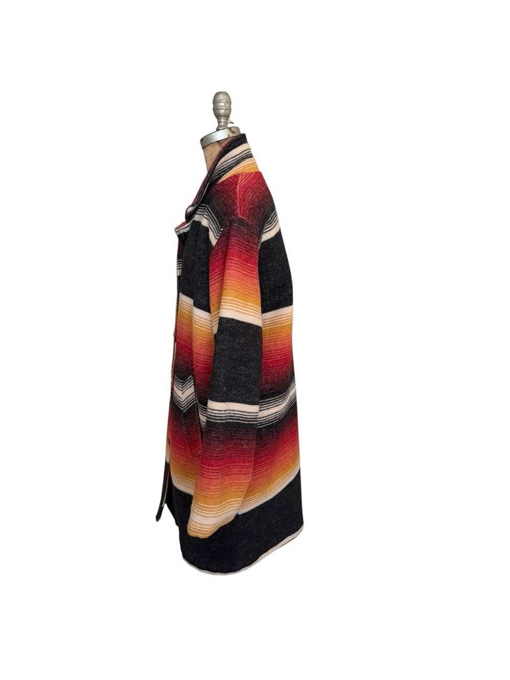 Woolrich Vintage 80’s Women’s Sundance Stripe Wool Blend Blanket Coat Size L EUC - Picture 5 of 9